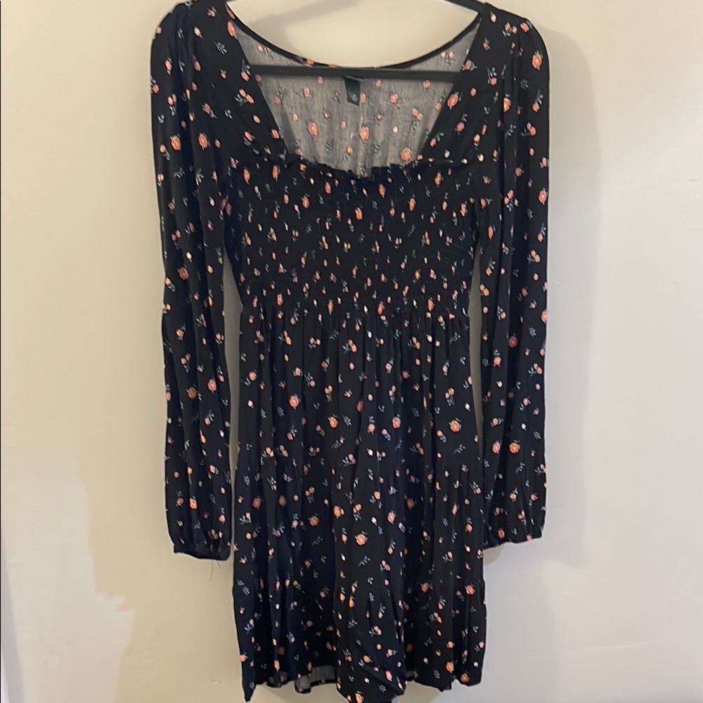Wild Fable Black Dress with Pink Floral Pattern